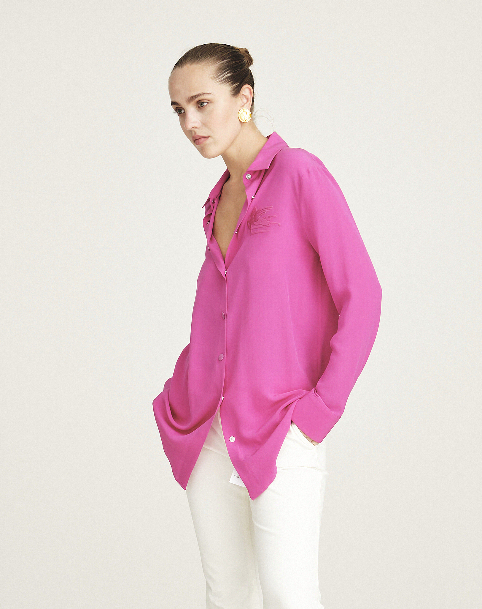 Etro - Fushsia Pegaso Applique Silk Shirt 40